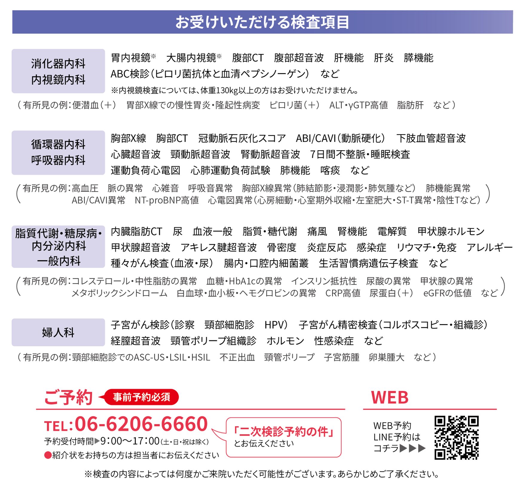 二次検査項目